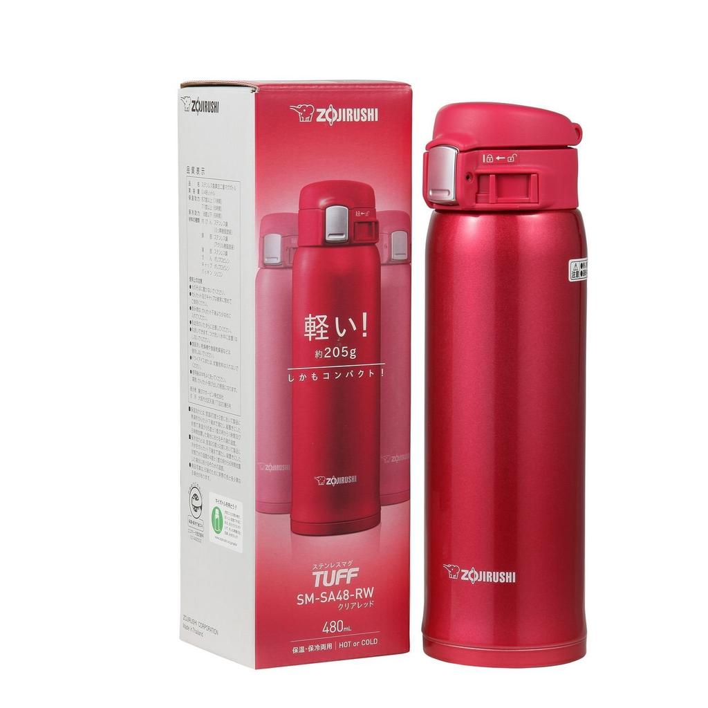 ZOJIRUSHI Water Bottle Direct Drinking Stainless Steel Mug 480ml Clear Red Lightweight Type SM-SA48-RW