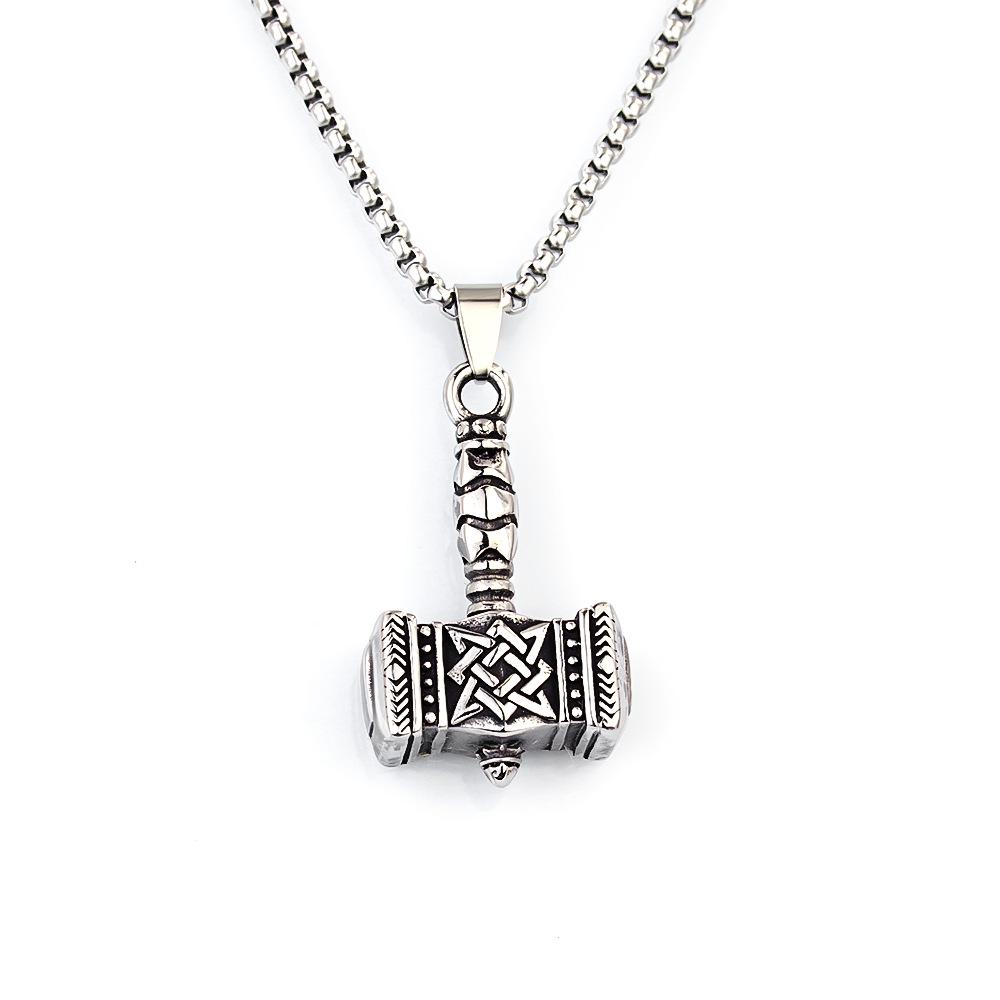 Retro Viking Thor's Hammer Stainless Steel Pendant Necklace