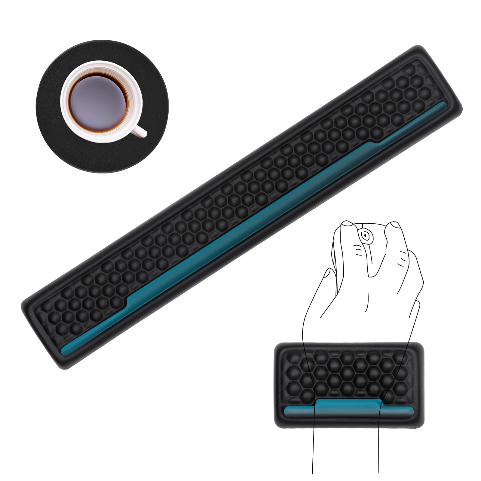 

Эргономичный набор: коврик для мыши и подставка для запястий клавиатуры, с подставкой для напитков, массажными шариками, поддержкой запястья при туннельном синдроме, коврик для мыши с эффектом памяти, подставка для рук и ладоней на стол чёрный