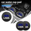 For Lada 2pcs Car Carbon Fiber Cup Mat Anti-Slip Coaster Bottle Pad Auto Accessories Vesta Granta Vesta Niva 4X4 Largus Vaz