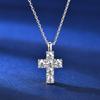 Ehhai Certified Round Moissanite Cross Pendant Necklace for Women Real Sterling Silver Wedding Fine Jewelry Gifts