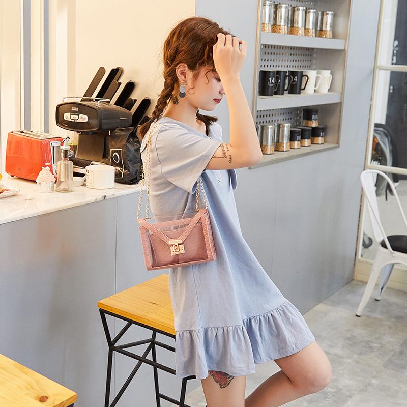 Guangzhou Women's Bag Fashionable Personalized Lock Chain Crocodile Pattern Jelly Mother Bag Small Square Bag Tide