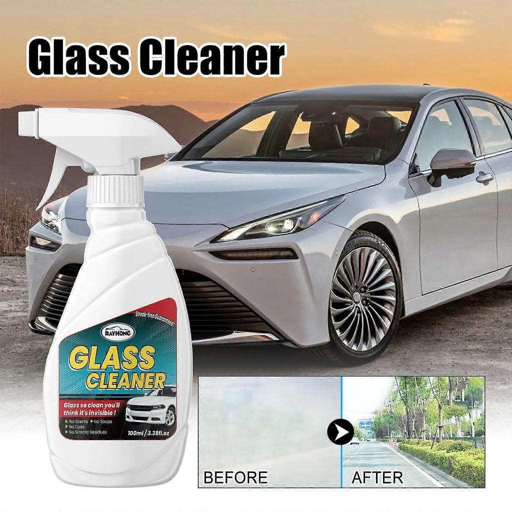 Car Glass Cleaner Spray for Windshield & Mirrors Removes Oil, Smoke, Fingerprints; Safe for Tinted Windows