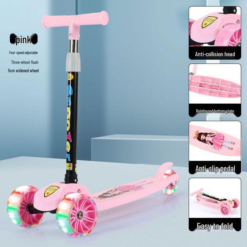 Foldable, Height-Adjustable Scooter for Kids Ages 2-10 with Flashing Wheels and Yo-Yo Design