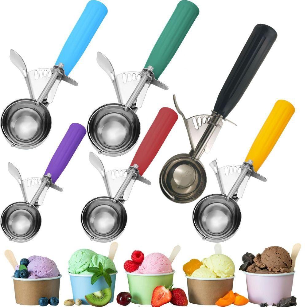 Plastic Handle Ice Cream Ball Scoop Stainless Steel Fruit Scoop Ice Cream Digger  Watermelon