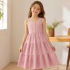 Girls' Summer Dress New Korean-Style Outfit For Older Children Elegant Waist-Cinching Dress