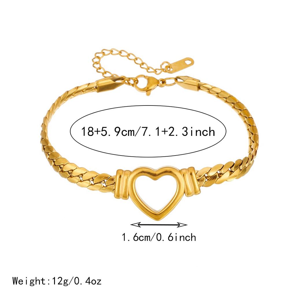 316L Stainless Steel Hollow Heart Gold Color Chain Bracelet For Women Lady Fashion New Waterproof Jewelry Party Gift