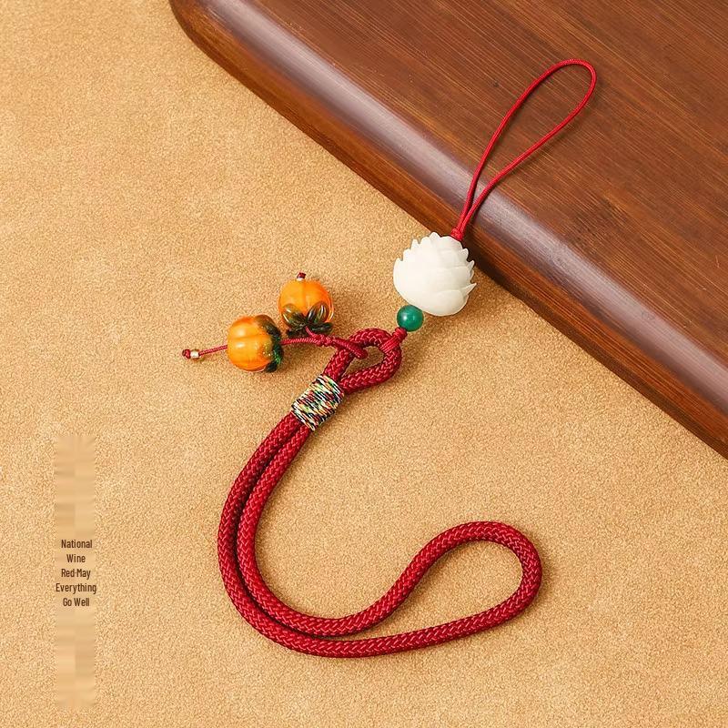 Persimmon Glazed Phone Charm & Anti-lost Keychain Lanyard