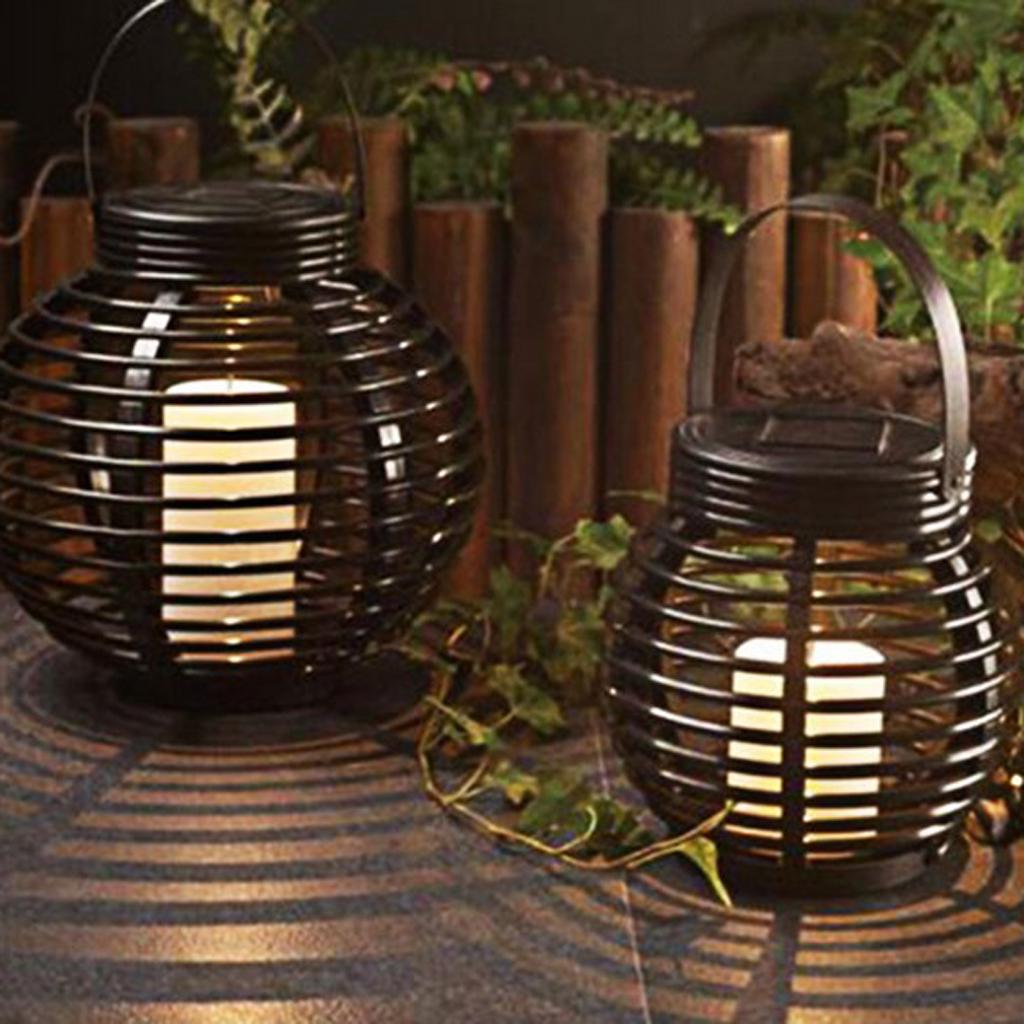 Buy 2 Pcs LED Rattan Solar Balcony Light Rechargeable Candle Table Lamp ...