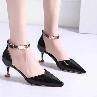 Fashion 2024 Women Fashion Sweet Pointed Toe Buckles Strap Stiletto Heels Lady Cool Red Party Heel Shoes White Heels