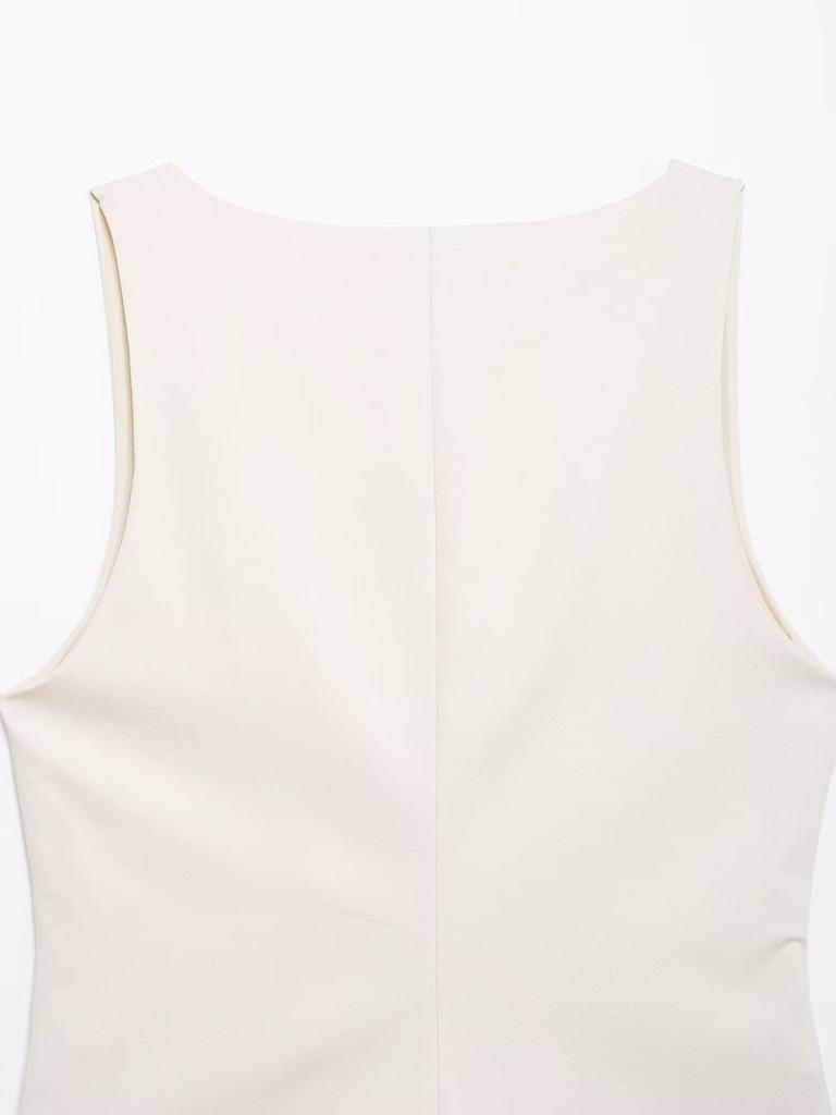 TAOP&ZA Spring/Summer Women's Double-Breasted Square Neck Slim Sleeveless Vest Top