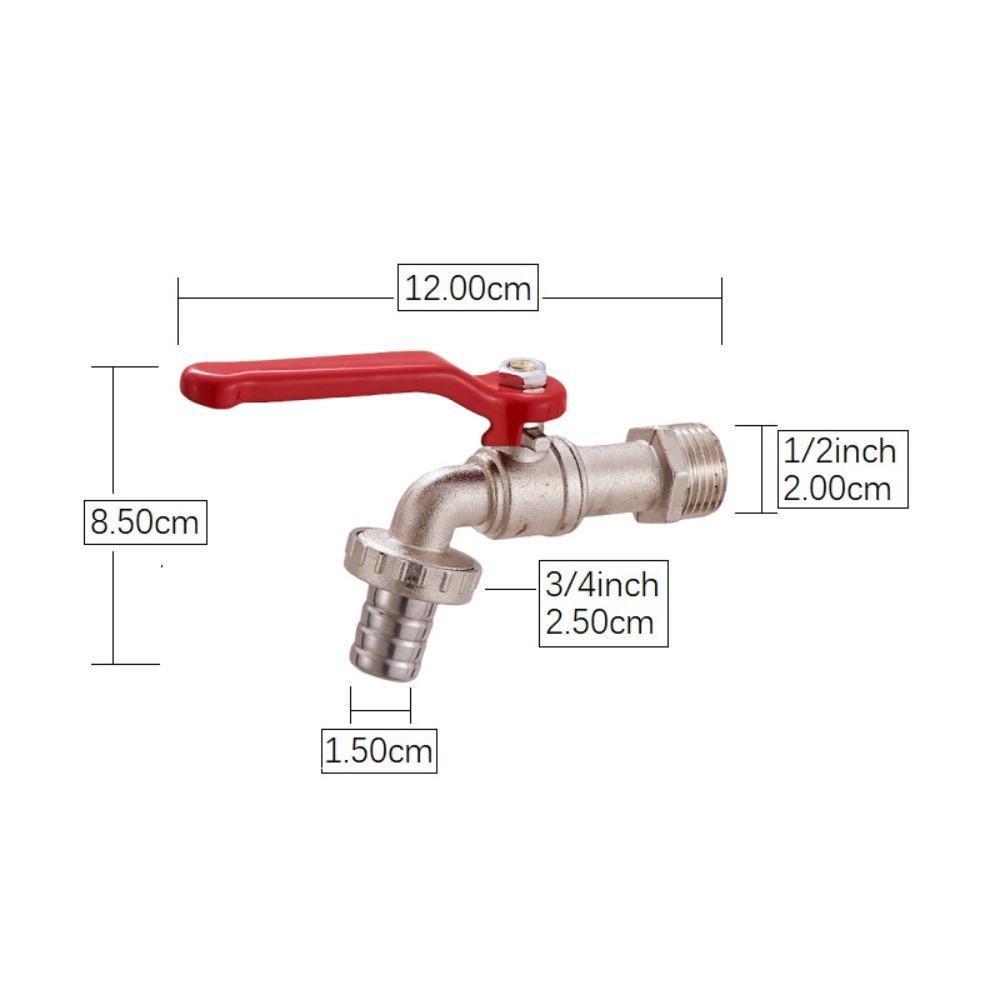 1/2x3/4 Water Tank Connector with Red Handle Faucet Adapter Durable Lever Water Tap