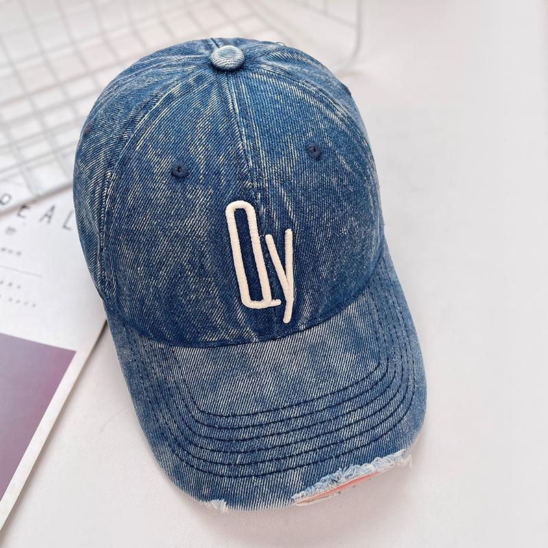 Vintage Retro Washed Cowboy Baseball Hat Men'S Spring And Summer Soft Top Letter Big Head Circumference Sunshade Cap