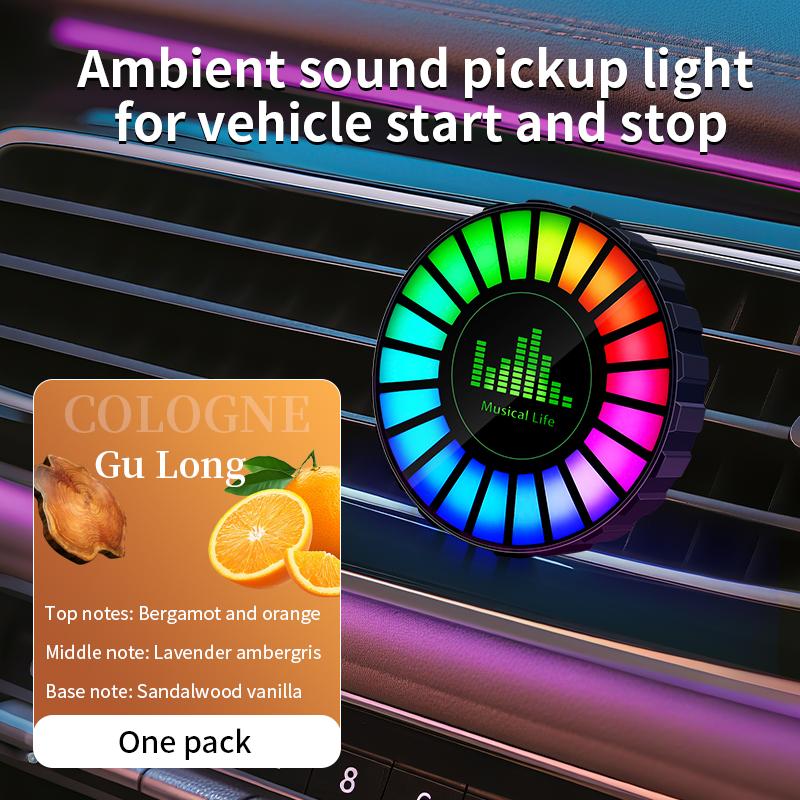 Car air outlet aromatherapy rhythm light car mounted perfume pickup light voice controlled music atmosphere light