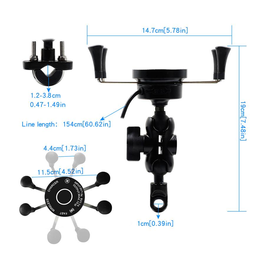 Motorcycle Wired + Wireless Phone Holder