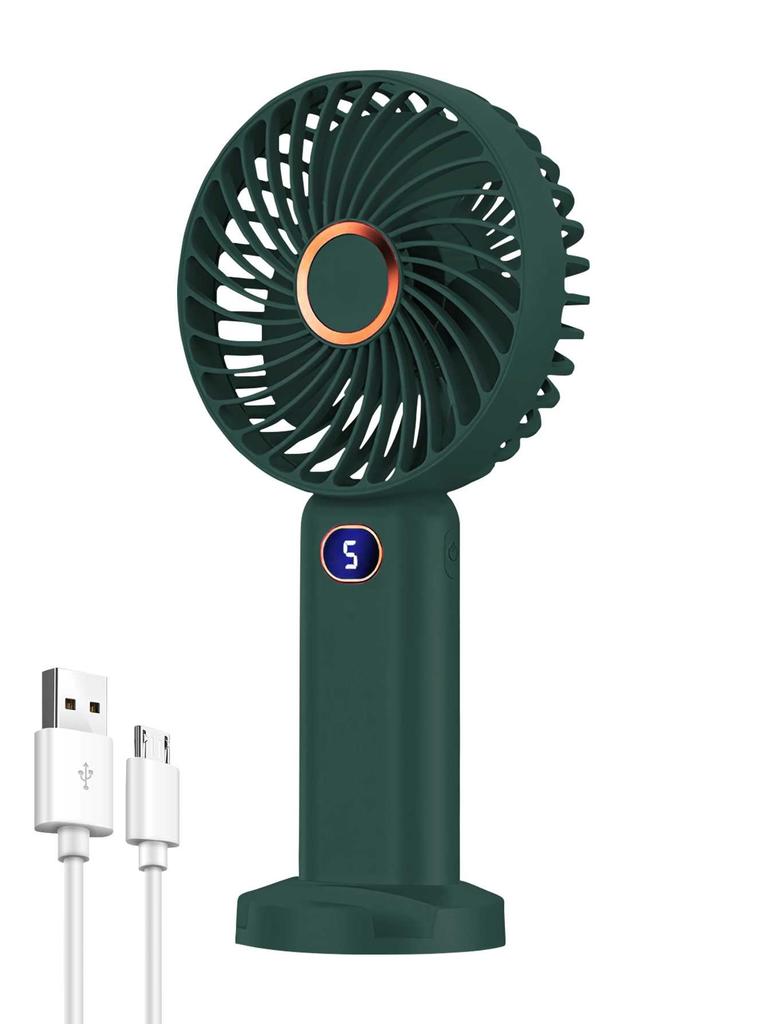 Portable Handheld Fan USB Rechargeable Mini Fan Digital Display 5-Speed Adjustment Suitable For Travel Outdoor Office Home
