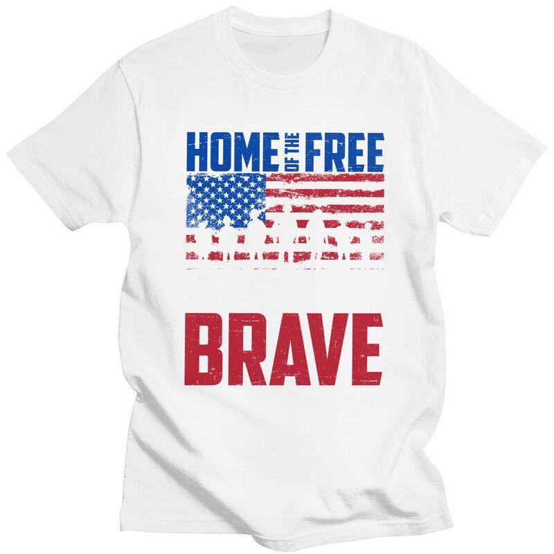 Custom Home Of The Free Because Of The Brave T Shirt Men Short Sleeves 100 Cotton Tshirt Leisure Veteran Patriotic Tees