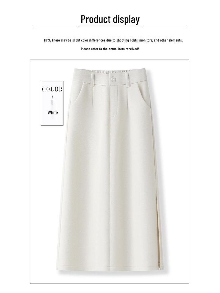 2025 High-Waisted Drapey Warm Slimming Mid-Length Straight Skirt