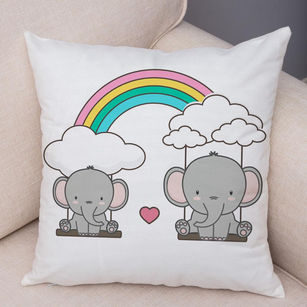 Kjøp Elephant Family Animal Cushion Cover Decor Cute Cartoon Baby