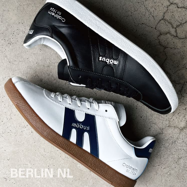 Mobus Men's Genuine Leather Casual Walking Shoes with Built-in Functional Insole, Current Model BERLIN NL (Berlin Nappa Leather) (Black/Black, Japanes