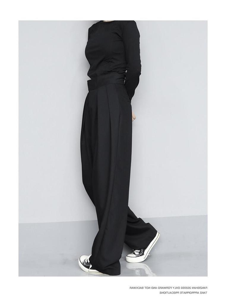 2024 Early Spring Women's High-Waisted Wide-Leg Casual Pants with Velcro