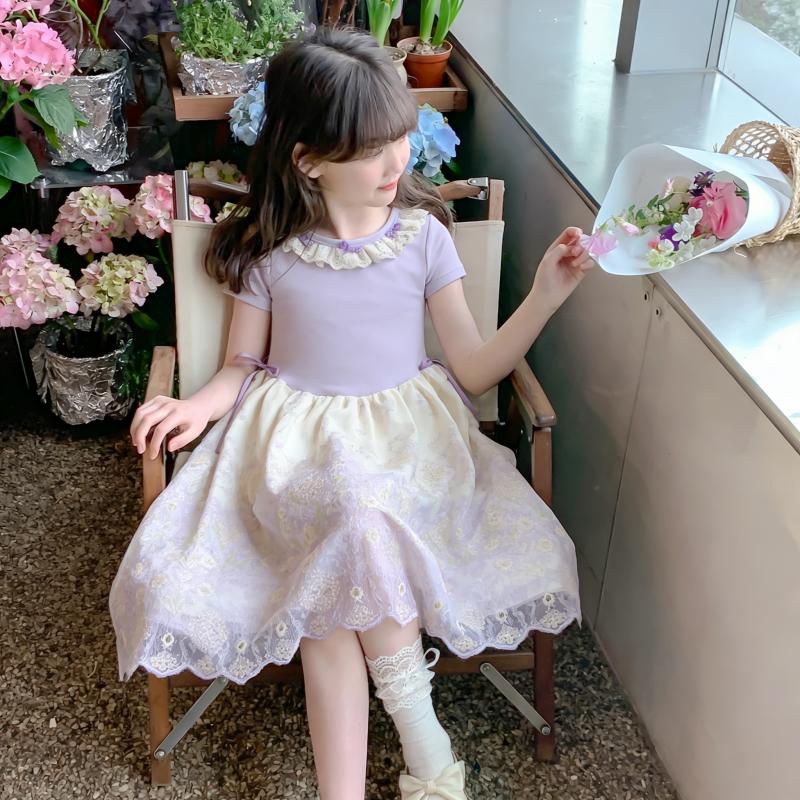 Girls' dress 2026 summer super western-style little girl, internet celebrity, middle-aged princess, chiffon dress, fluffy chiffon dress