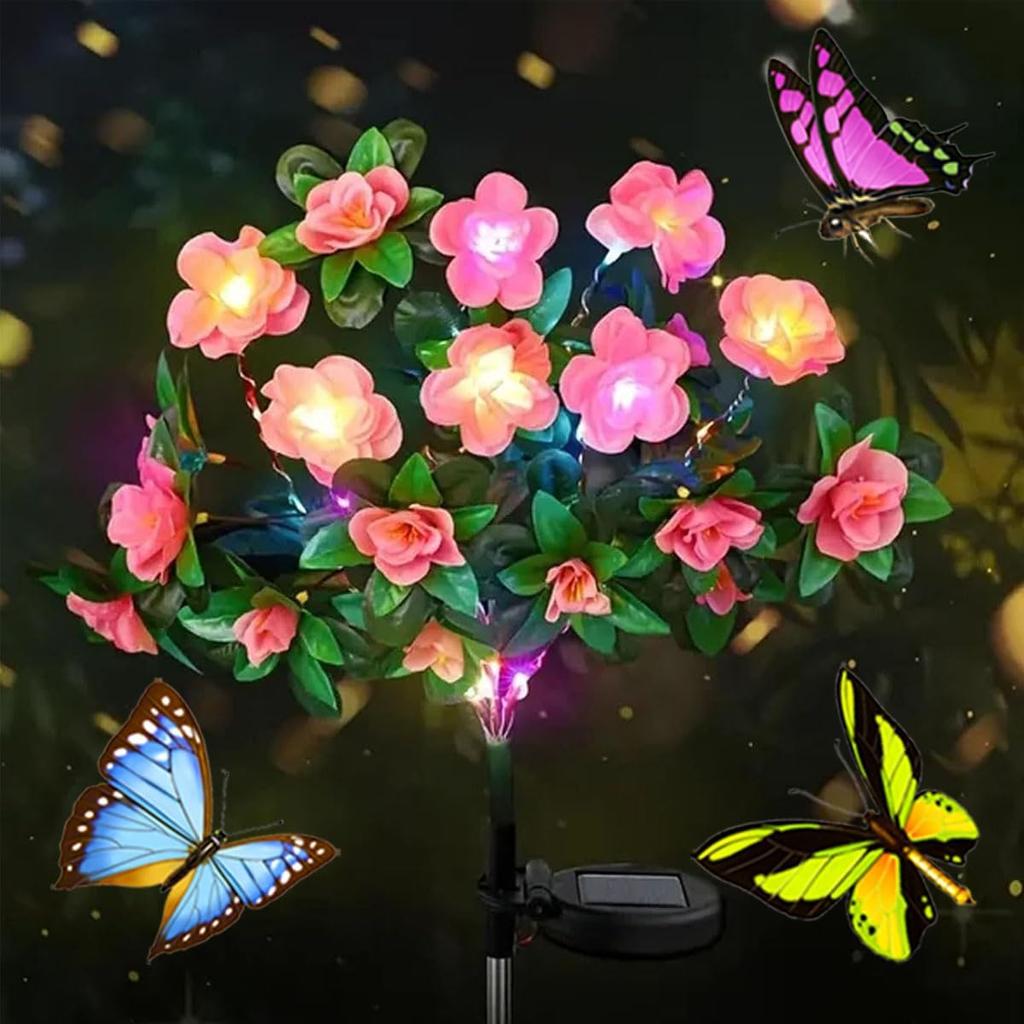 LED Solar Azalea Flowers Garden Lamp Home Decorative Light Landscape Lawn Path Holiday Wedding Lights