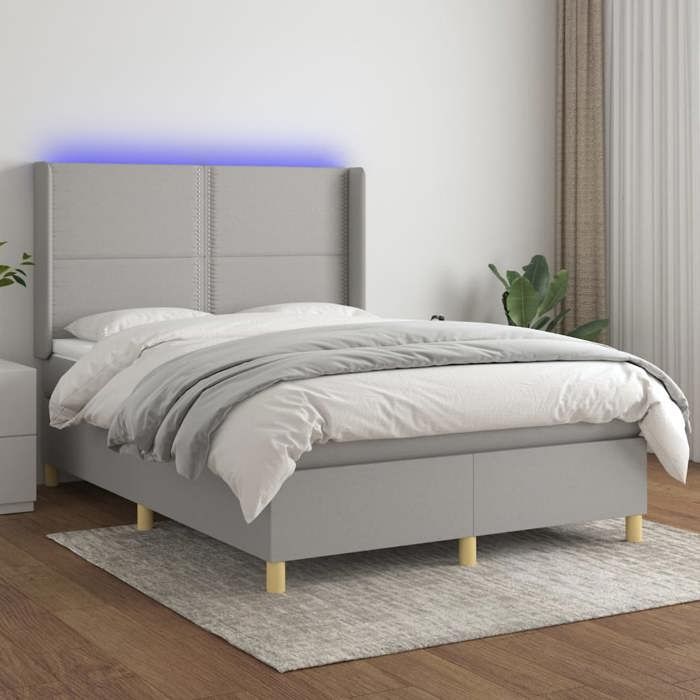VidaXL Slat Bed Base with Mattress and LED, Upholstered Bed, Double Bed, Adult Bed for Interior Bedroom, 3138797