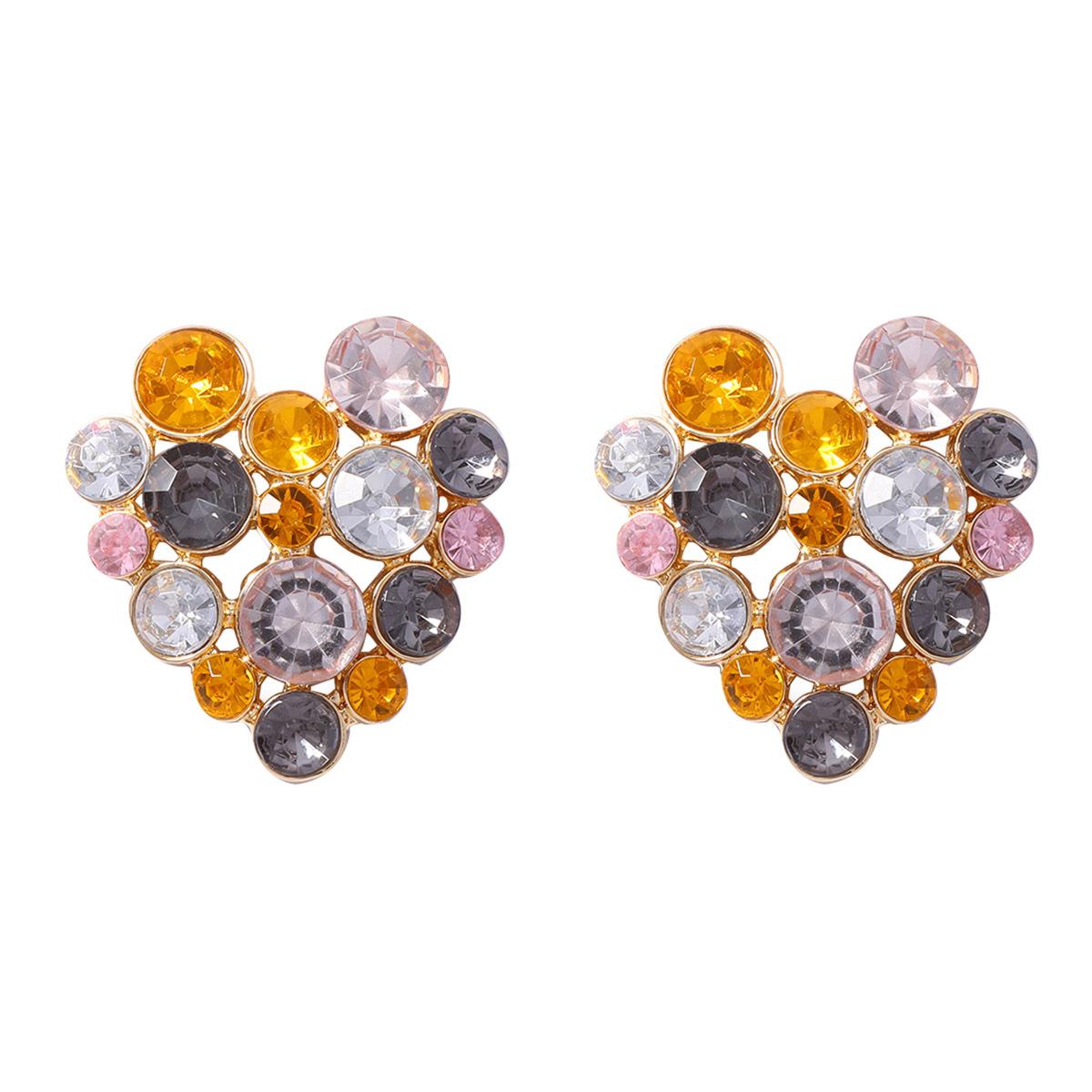 Hollow Out Heart Crystal Drop Earrings Elegant Jewelry