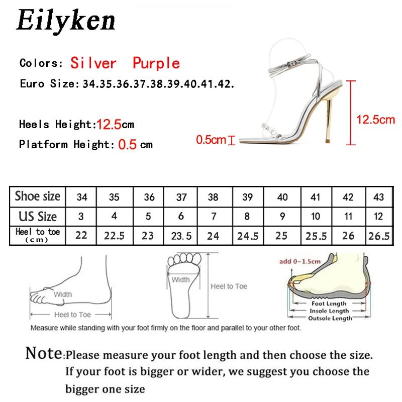 Eilyken Sexy Stiletto High Heels Women Sandals Fashion PVC Transparent Crystal Rhinestone Party Wedding Stripper Shoes