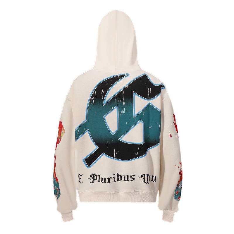 Hochwertiger Godspeed Amerikanischer Retro gewaschener alter schwerer Kapuzenpullover Herren und Damen Nischen Hoodie Cardigan Trend