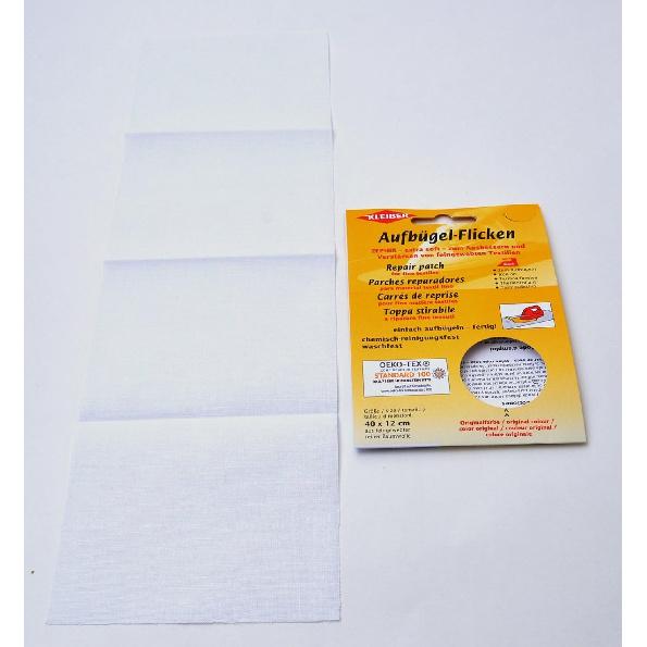 40 x 12 cm Extra Soft Cotton Iron-On Repair Patch, White