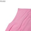 ZANZEA Women Casual Round Neck Summer Short Sleeve Long Dress