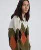 KNITTED Bulky Brush Argyle Knit Khaki
