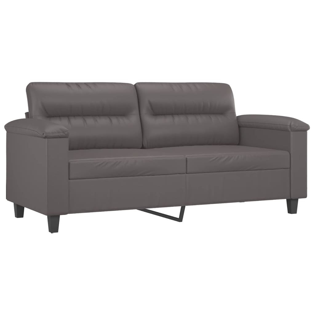 Vidaxl 2-Osobowa Sofa Z Poduszkami, Szara, 140 Cm, Sztuczna Skóra
