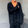 Mink Cashmere V-Neck Knit Cardigan: 2026 Spring/Autumn Korean Style Loose Sweater Coat for Women