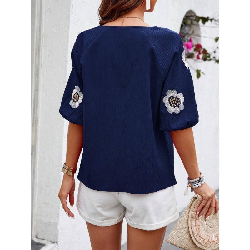 חולצות עגולות קצרות לאביב וקיץ, טופים רפויים לנשים