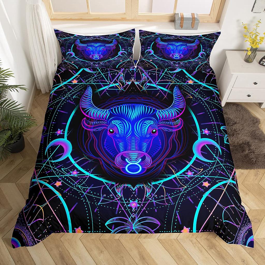 Gemini King Queen Duvet Cover Constellation Horoscope Comforter Cover Astrology Galaxy Bedding Set Star Polyester Quilt Cover