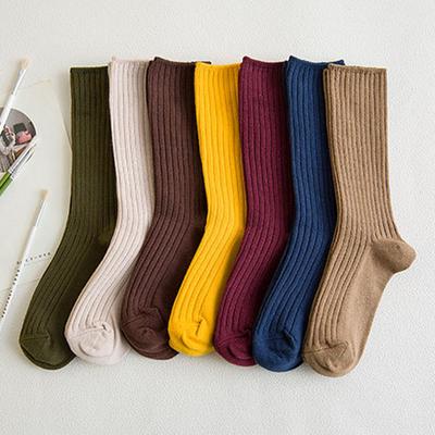 Women Cotton Loose Socks Autumn Winter Knitting Solid Color Long  Stockings