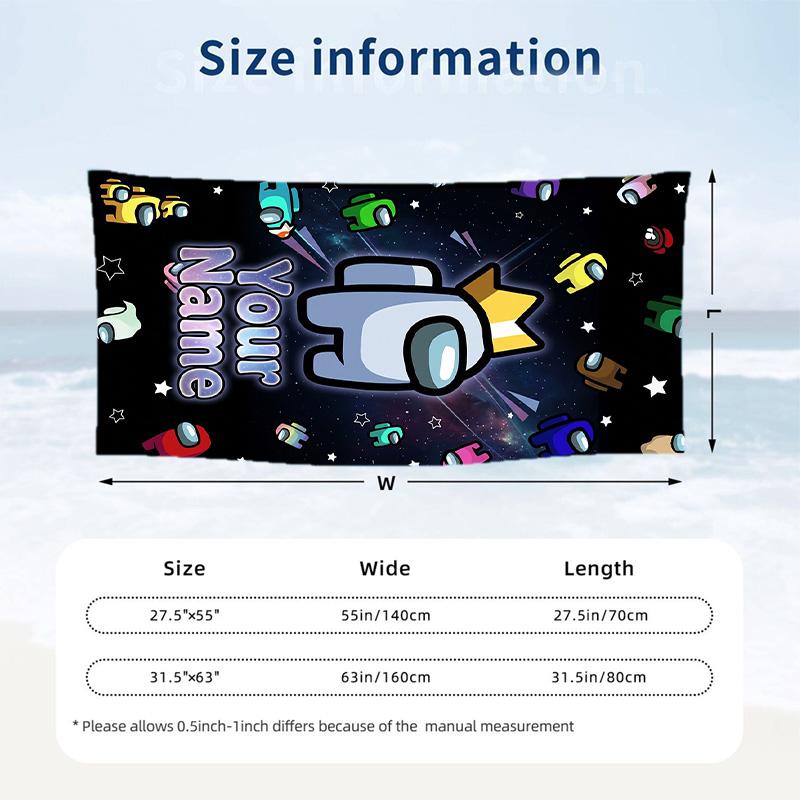 Among Us Beach Towel, Personalized Custom Text, Quick Dry Soft Large Towel For Swimming Pool Travel