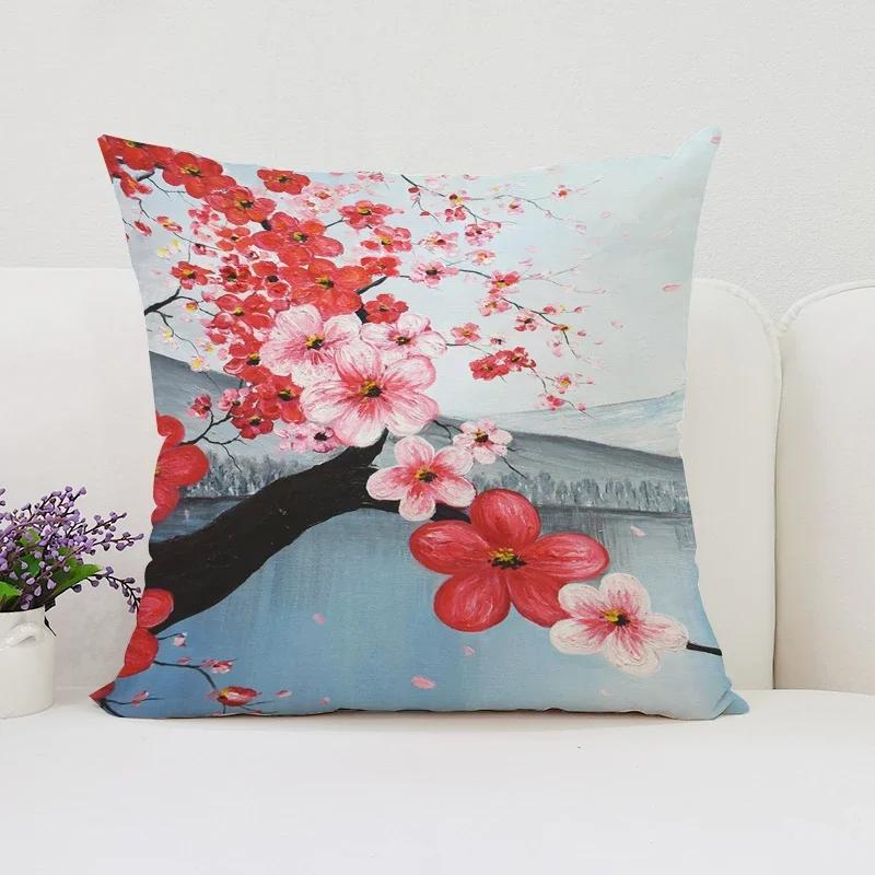 Fundas De Almohada De Flor De Cerezo Japons Para Almohadas, Funda De Cojines Para Sala De Estar, Funda De Cojín De Lujo
