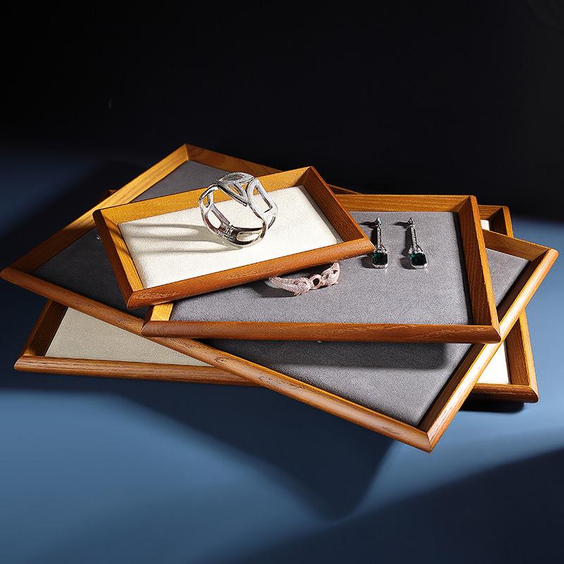 Antique Wooden Jewelry Display and Storage Tray for Rings, Necklaces, and Bracelets