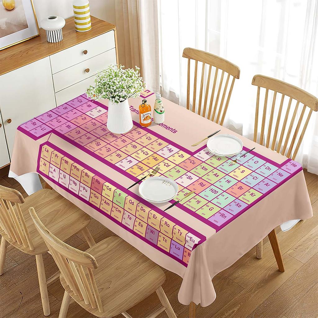 Periodic Table of Elements Rectangular Tablecloth Chemistry Topic Creative Tablecloth Decorations for Kitchen Ding Rom Party