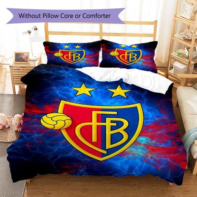 FC Basel 1893 Pattern Bedding Set Quilt Cover Pillowcase Home Decor Gift (1 * Duvet Cover + 2 * Pillowcase, Without Core)