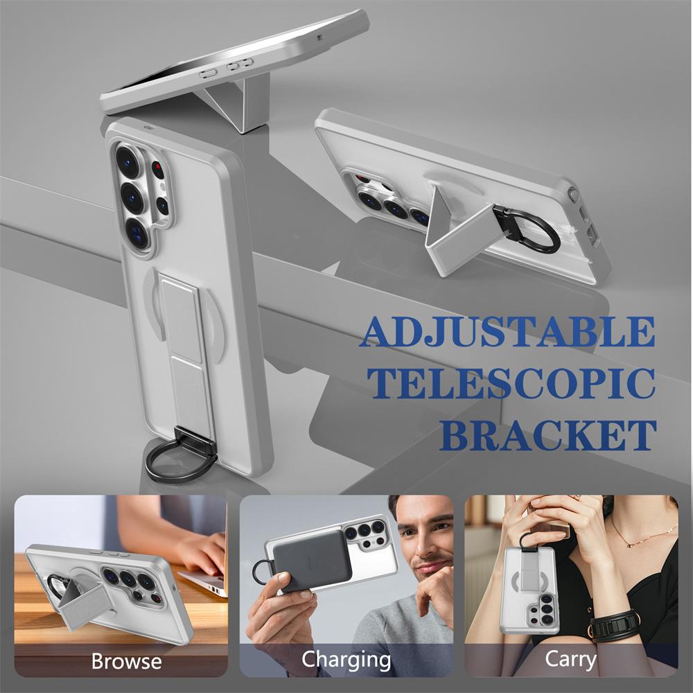 Magnet Folding Magnetic Stand Phone Case For Samsung S26 S24 S25 Ultra S23 Plus For Magsafe Frosted Slim PC Translucent Cover
