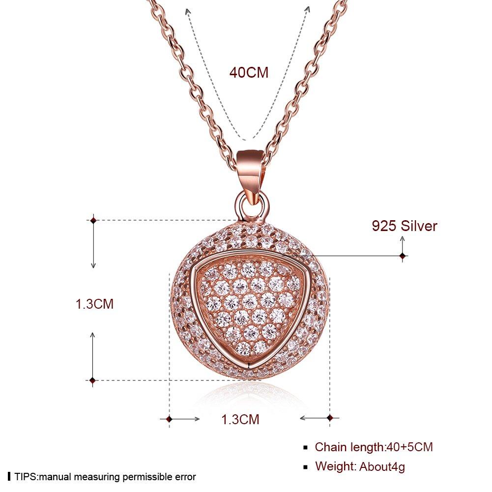 AIKS Jewelry Brand Popular Simple Pendant Necklace for Women, Silver 925, Pink Gold 18k, Round, Triangle, Cubic Zirconia