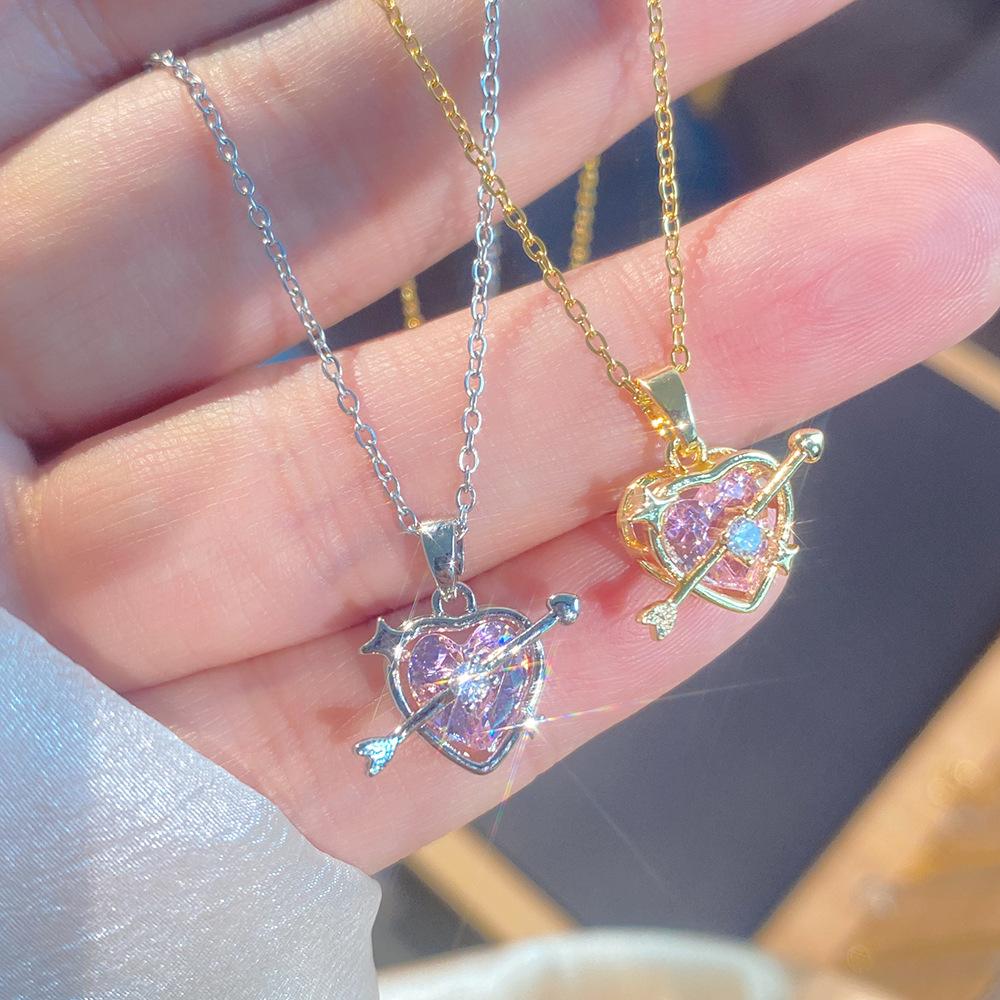 Light Luxury Full Diamond Inlaid Zircon Titanium Steel Clavicle Chain Fairy Versatile Delicate Necklace Gift for Girlfriend