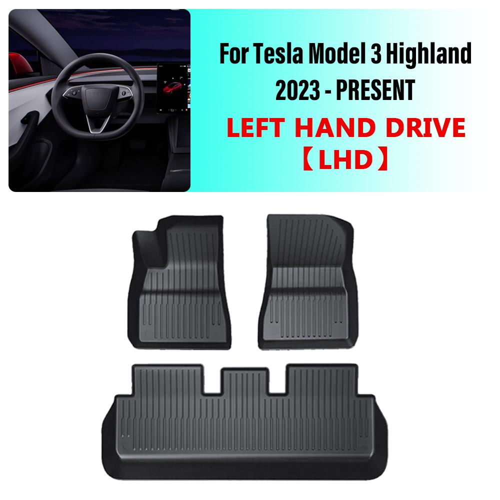 For Tesla Model 3 Highland 2024 Floor Mat Left and Right Hand Drive TPE Carpet Waterproof Weather-resistant Foot Pads Mats