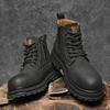 New Cool Men Women Cow Leather Boots Street High Top Casual Shoes Warm Plush Ankle Boots