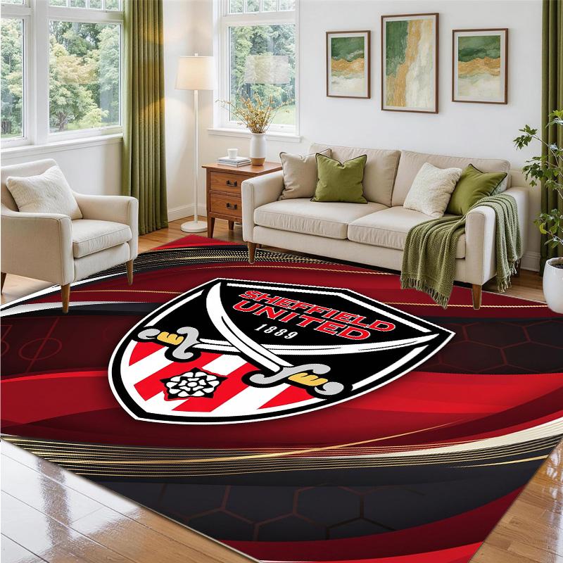 Sheffield United Football Design Crystal Velvet Rug Soft Decorative Mat for Bedroom Entrance